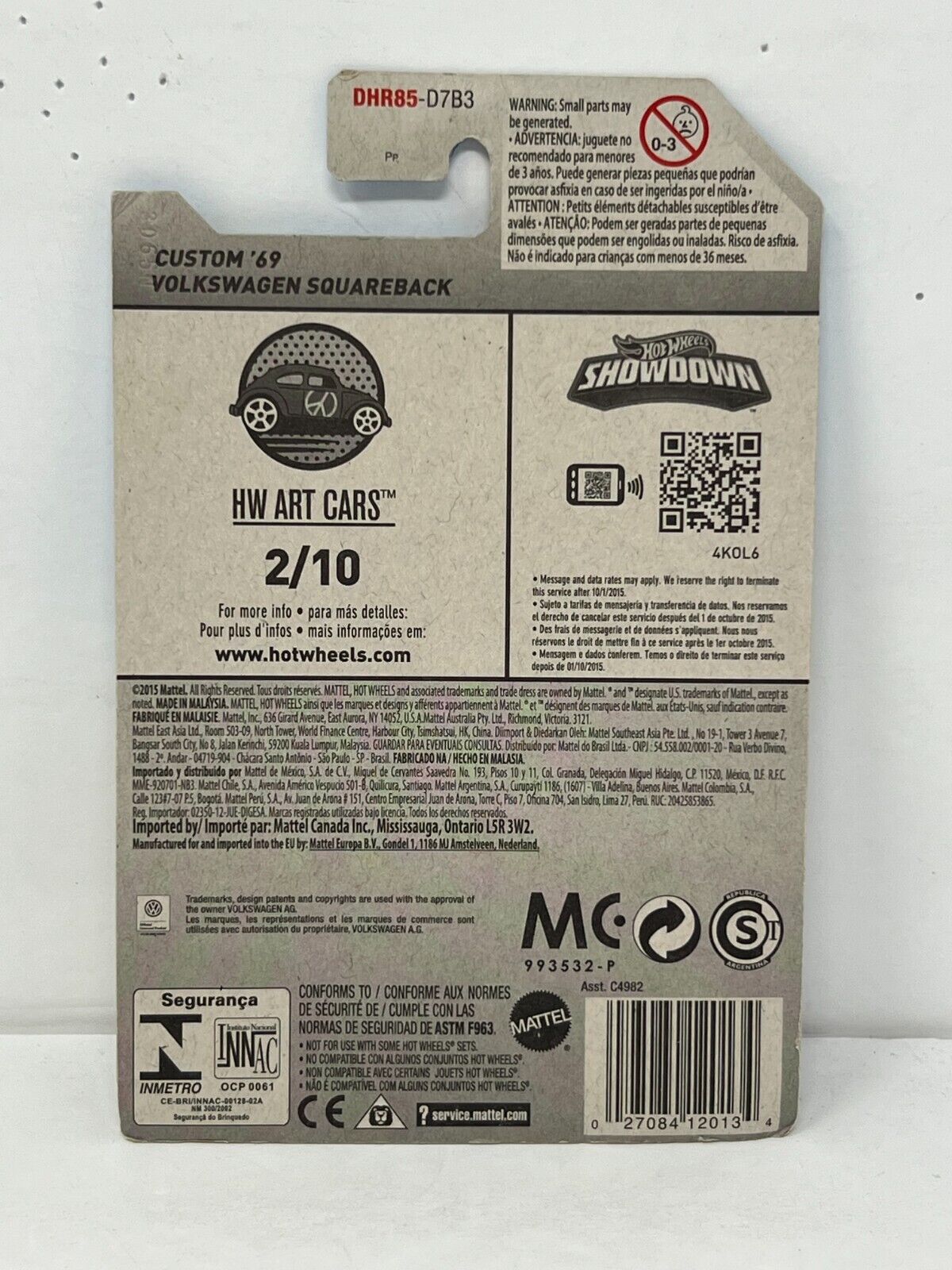 Hot Wheels HW Art Cars Custom 1969 Volkswagen Squareback European Car 1:64 Diecast