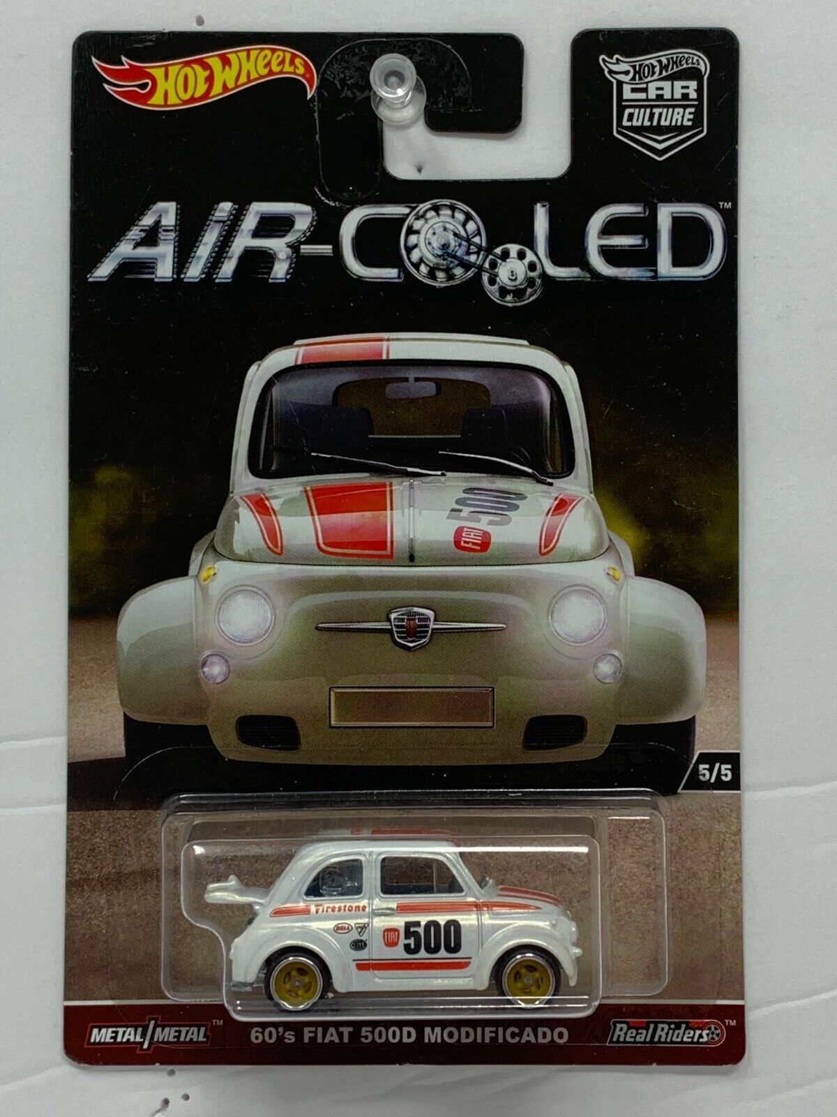 Hot Wheels Air-Cooled 60's Fiat 500D Modificado Real Riders European Car 1:64 Diecast