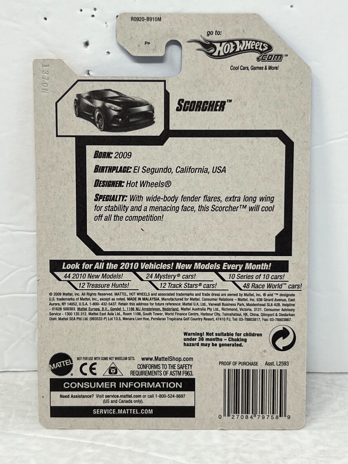 Hot Wheels 2010 New Models Scorcher Fantasy Cars 1:64 Diecast Factory Sealed