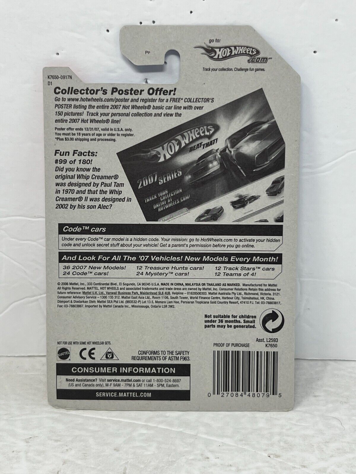 Hot Wheels Code Car Whip Creamer II Fantasy Cars 1:64 Diecast Factory Sealed