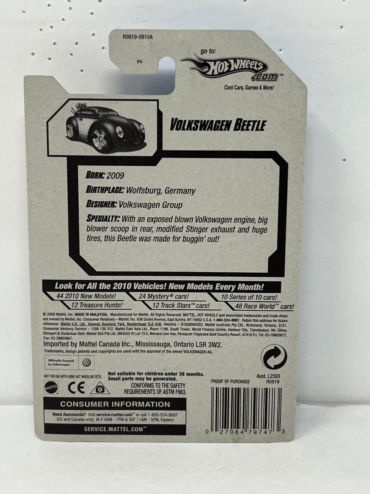 Hot Wheels 2010 New Models Volkswagen Beetle European Car 1:64 Diecast Factory Sealed