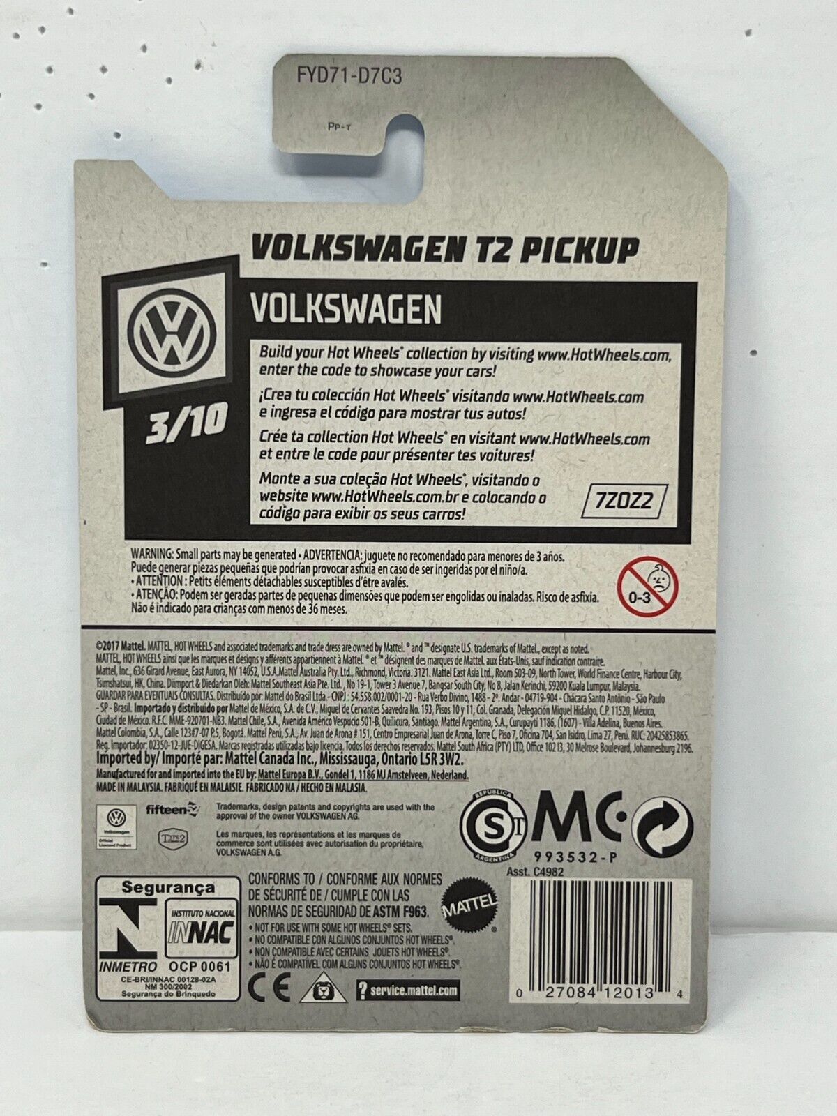 Hot Wheels HW Volkswagen T2 Pickup European Car 1:64 Diecast