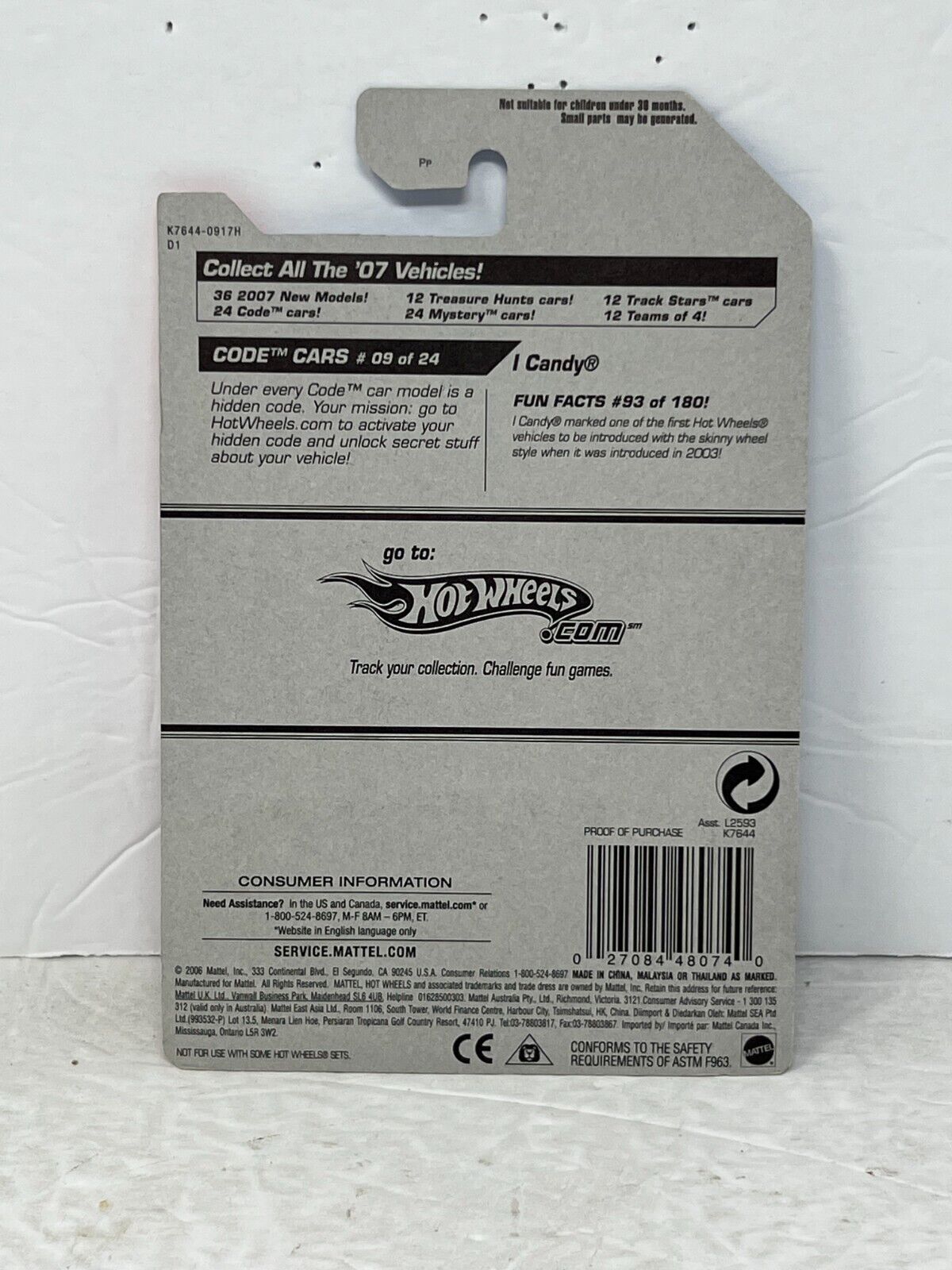 Hot Wheels Code Car I Candy Fantasy Cars 1:64 Diecast Factory Sealed