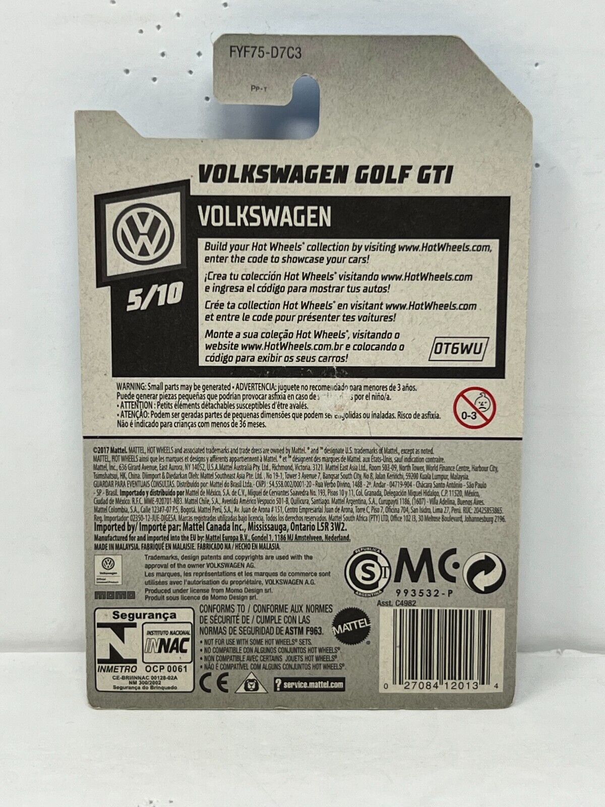 Hot Wheels Volkswagen Golf GTI European Car 1:64 Diecast