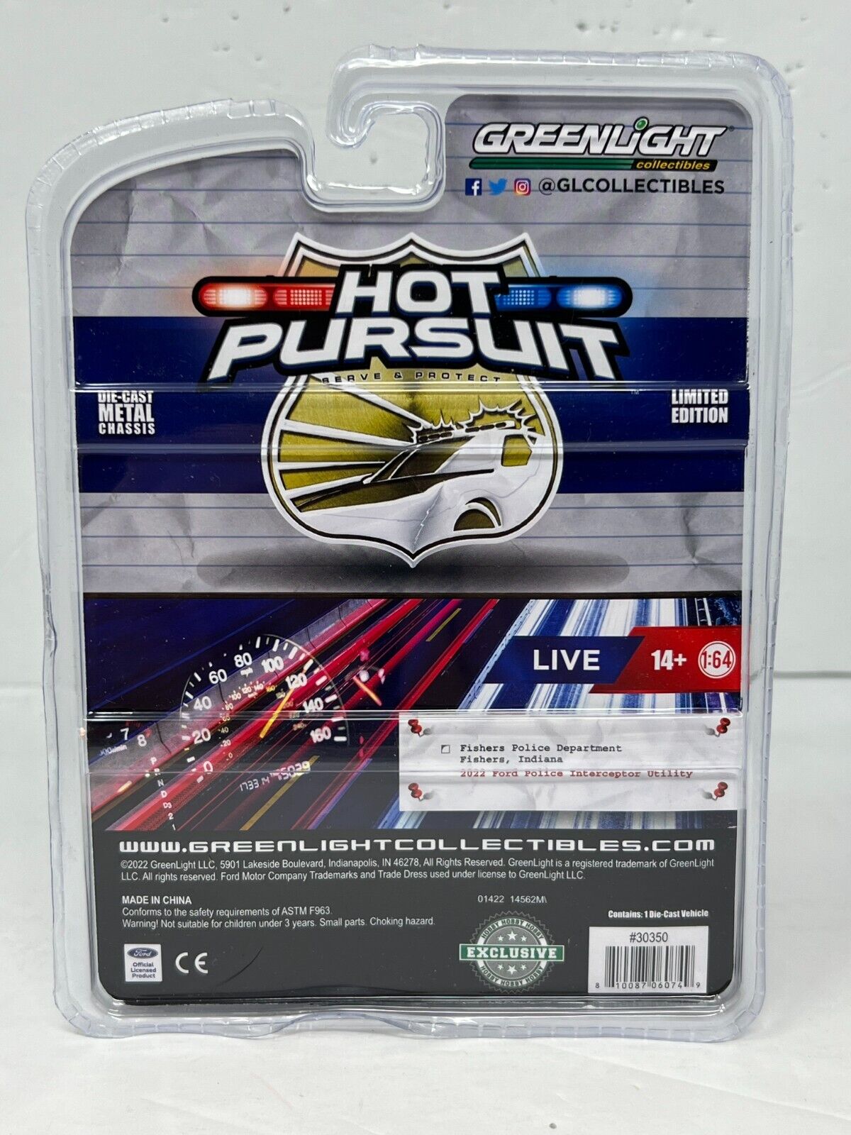 Greenlight Hot Pursuit 2022 Ford Police Interceptor Utility 1:64 Diecast