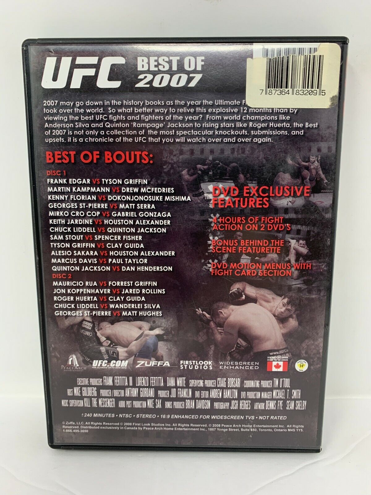 UFC Best of 2007 (DVD) Good Condition!!!