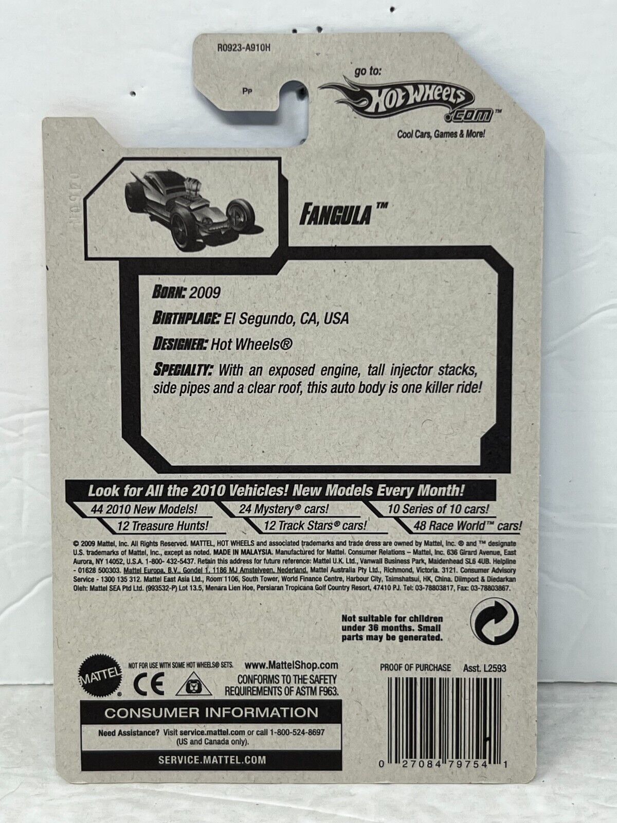 Hot Wheels 2010 New Models Fangula Fantasy Cars 1:64 Diecast Factory Sealed