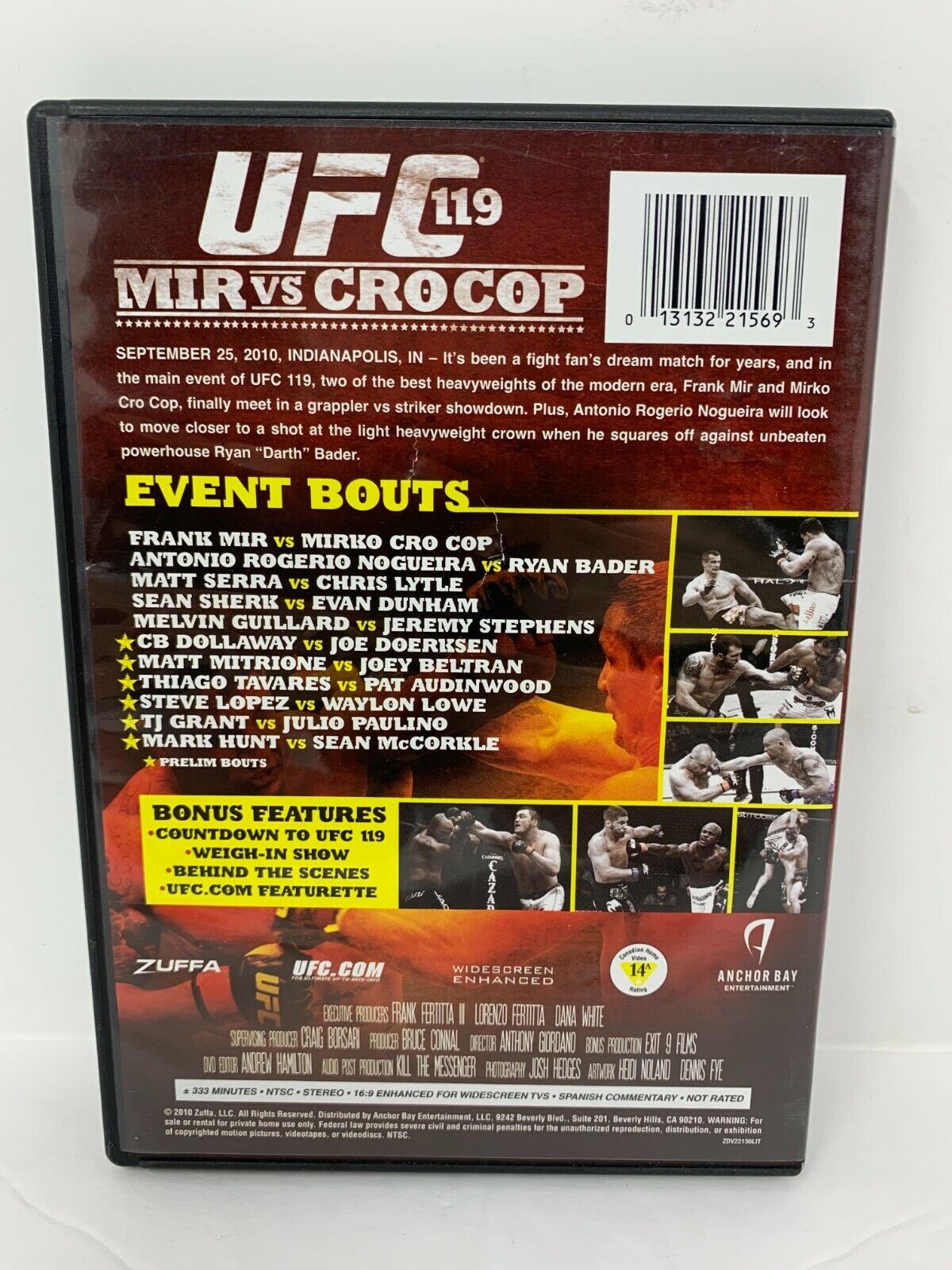 UFC 119 Mir VS Cro Cop (DVD) Good Condition!!!