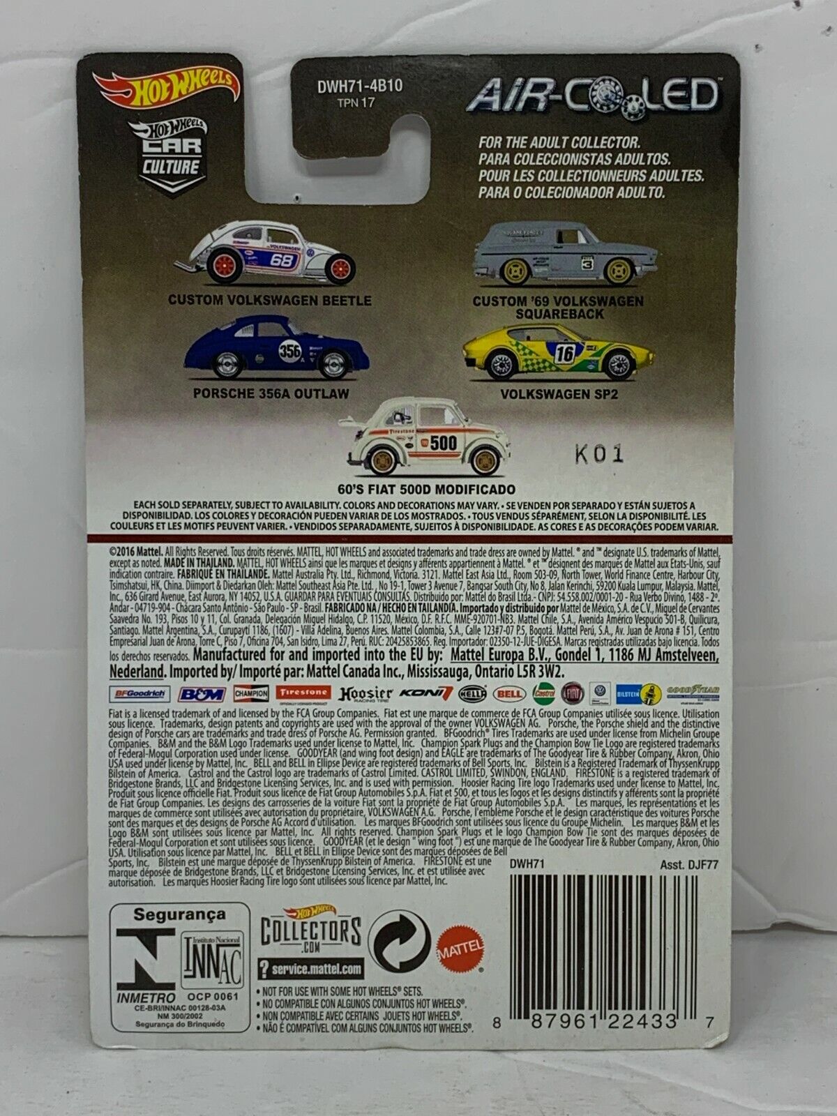 Hot Wheels Air-Cooled 60's Fiat 500D Modificado Real Riders European Car 1:64 Diecast