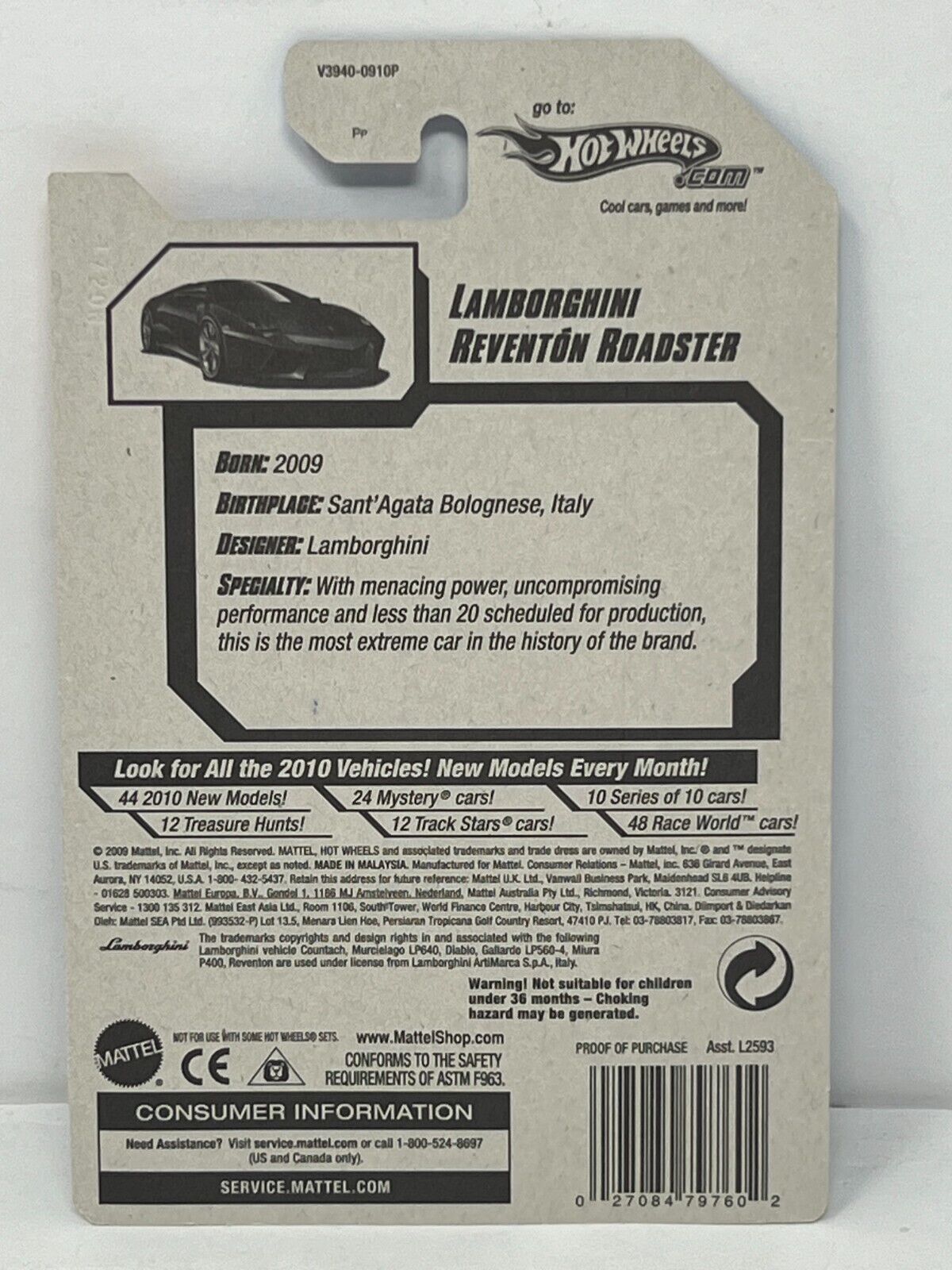Hot Wheels New Models Lamborghini Reventon Roadster European Car 1:64 Diecast Factory Sealed