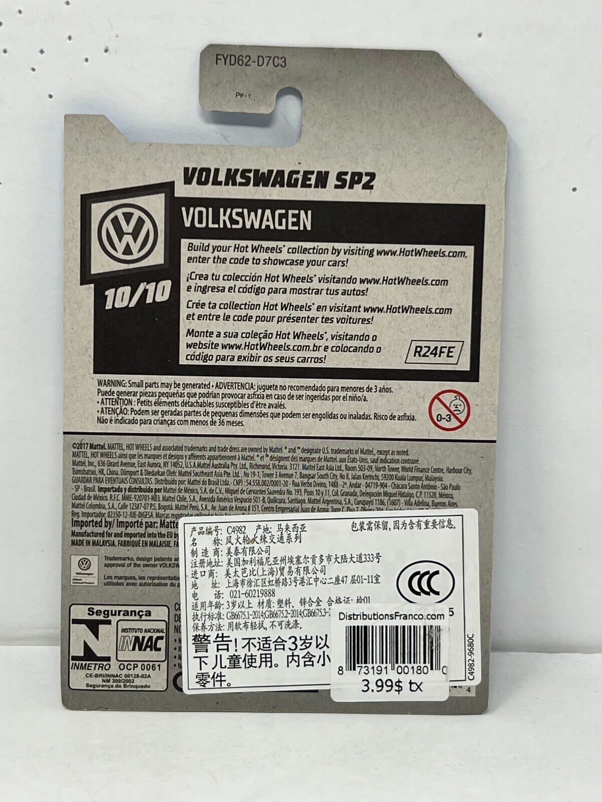 Hot Wheels Volkswagen SP2 European Car 1:64 Diecast