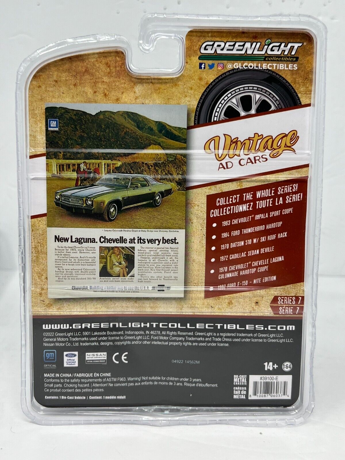 Greenlight Vintage Ad Cars 1973 Chevy Chevelle Laguna Hardtop Coupe 1:64 Diecast