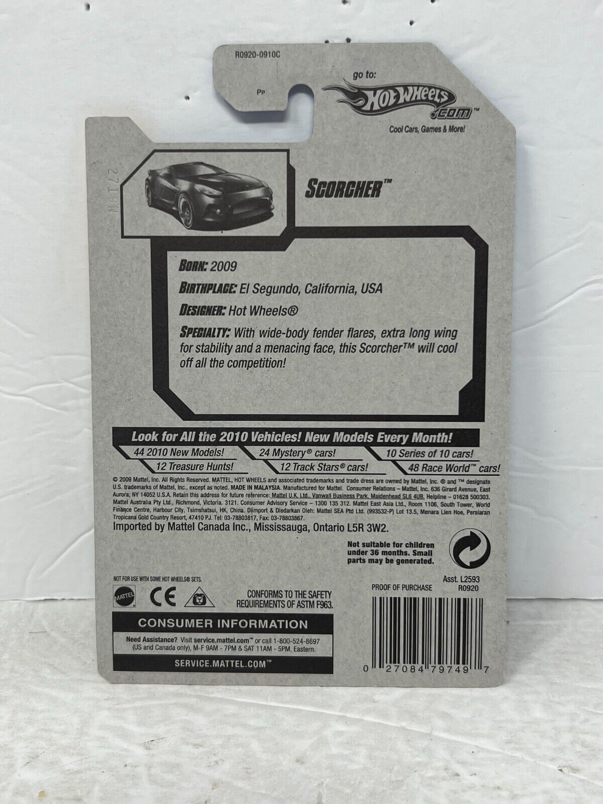 Hot Wheels 2010 New Models Scorcher Fantasy Cars 1:64 Diecast Factory Sealed