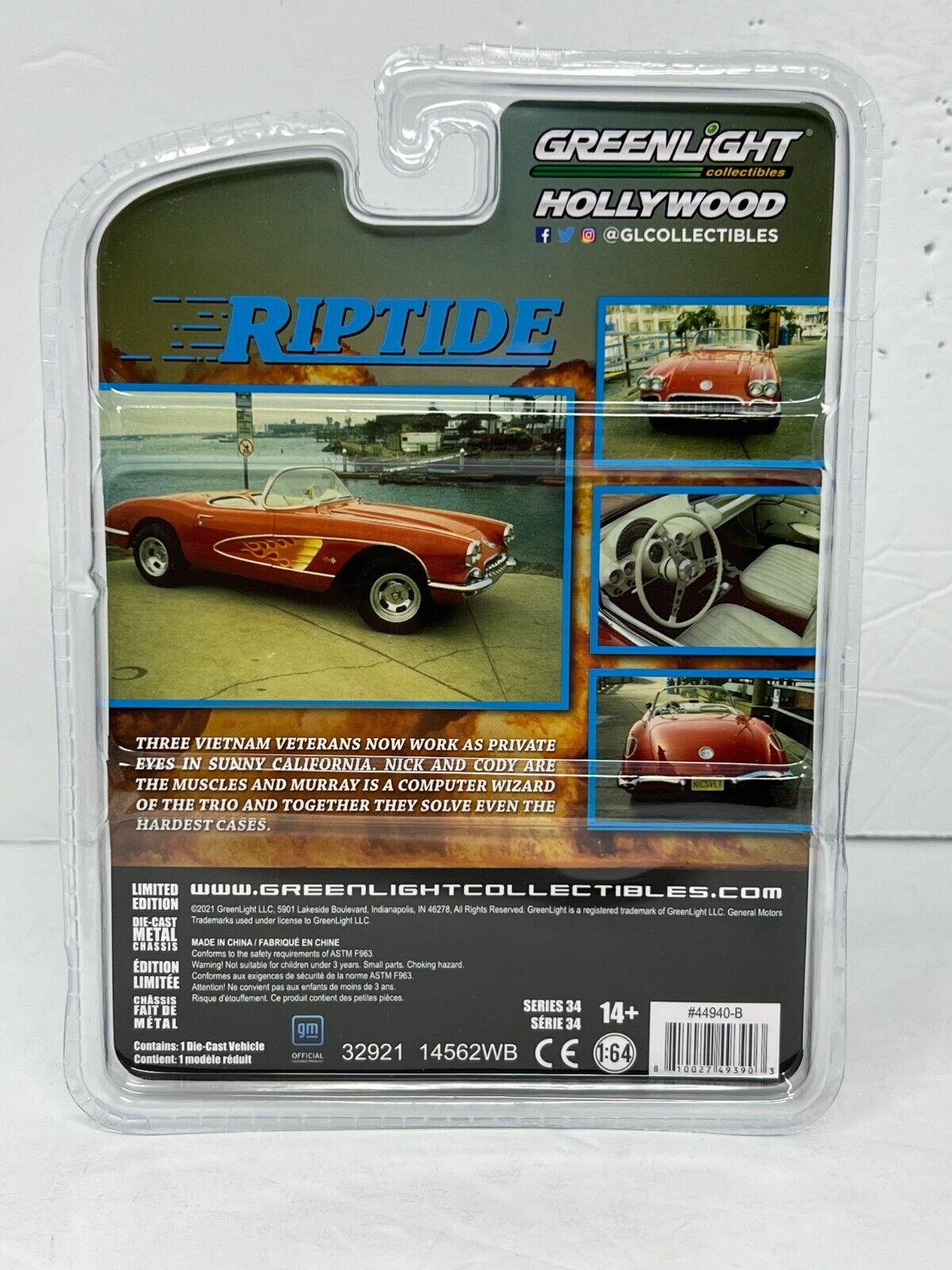Greenlight Hollywood Riptide 1960 Chevrolet Corvette 1:64 Diecast V2