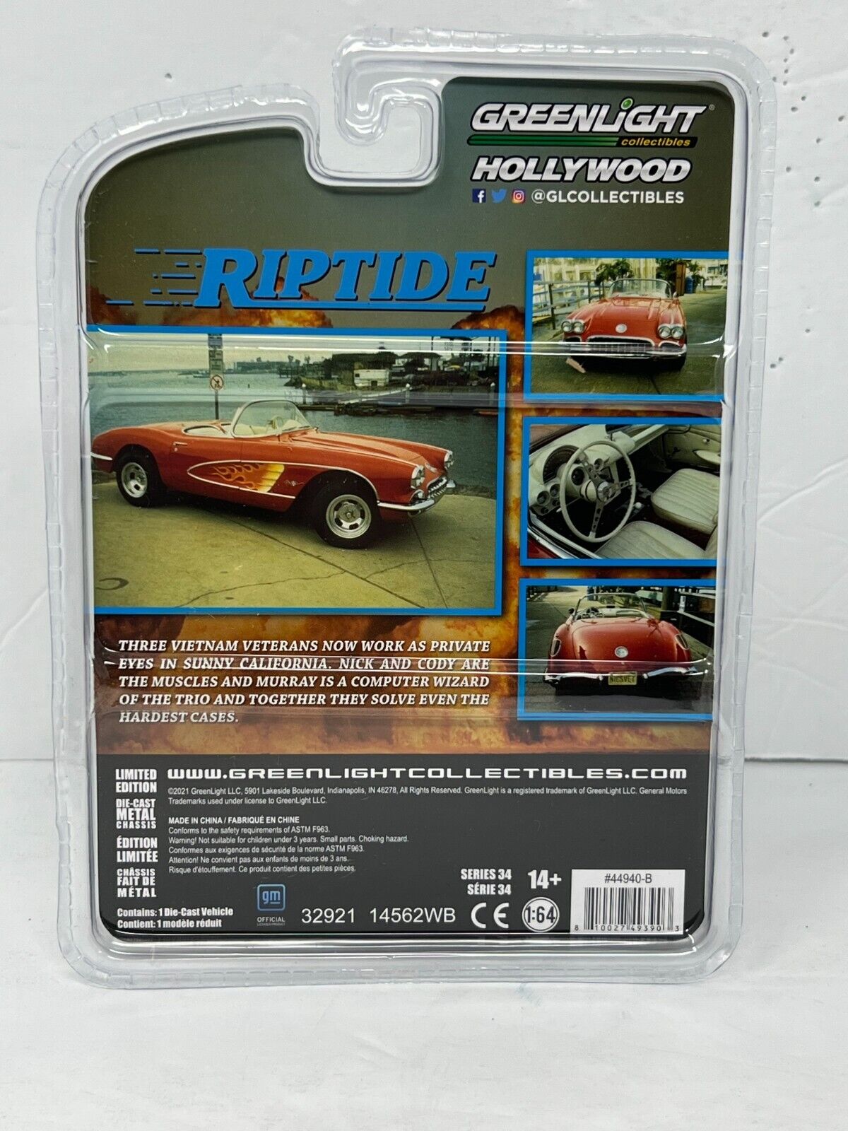 Greenlight Hollywood Riptide 1960 Chevrolet Corvette 1:64 Diecast