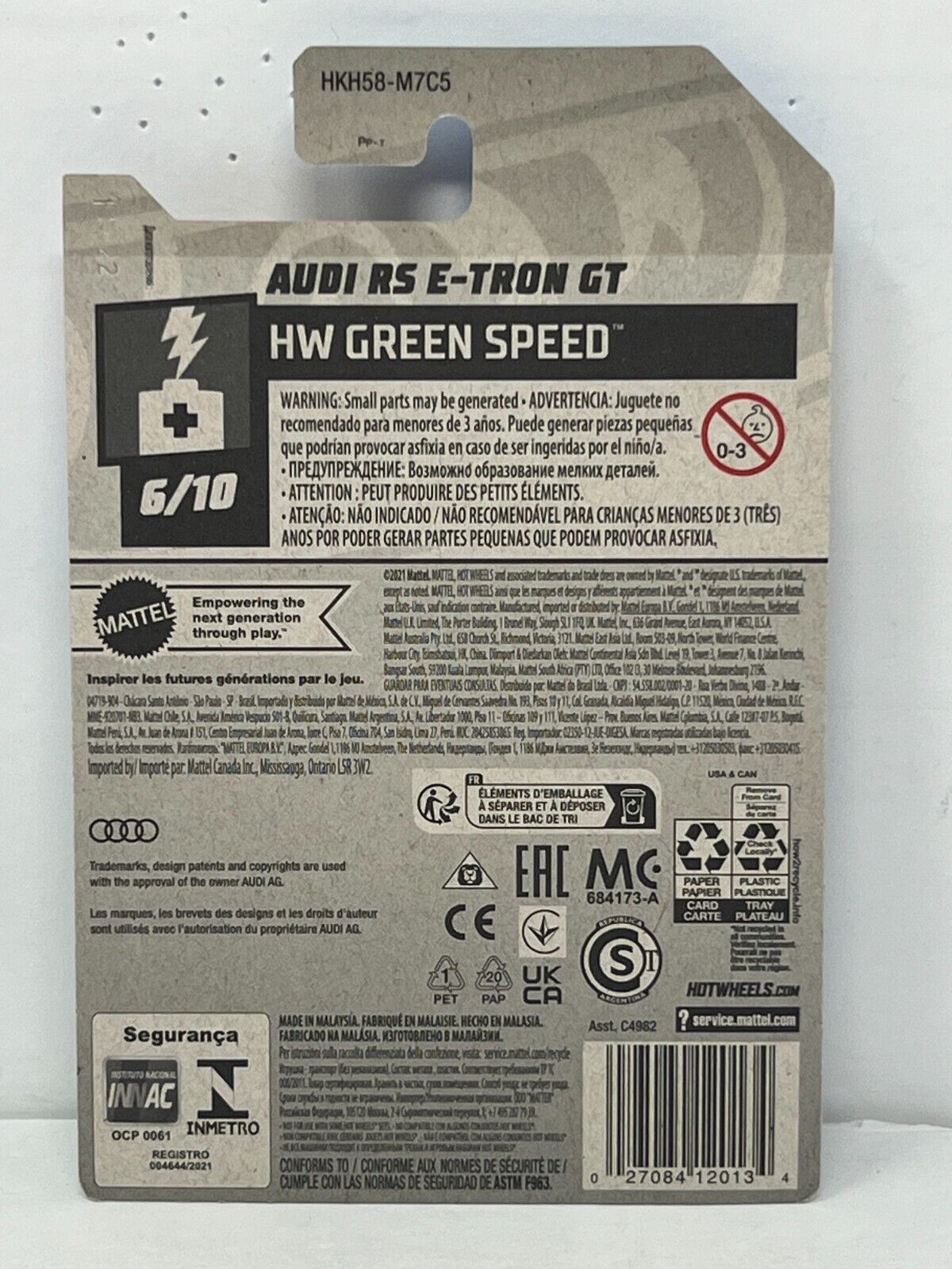 Hot Wheels Green Speed Audi RS E-Tron GT European Car 1:64 Diecast