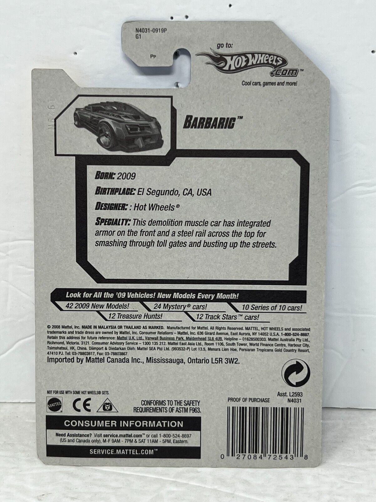 Hot Wheels 2009 New Models Barbaric Fantasy Cars 1:64 Diecast Factory Sealed