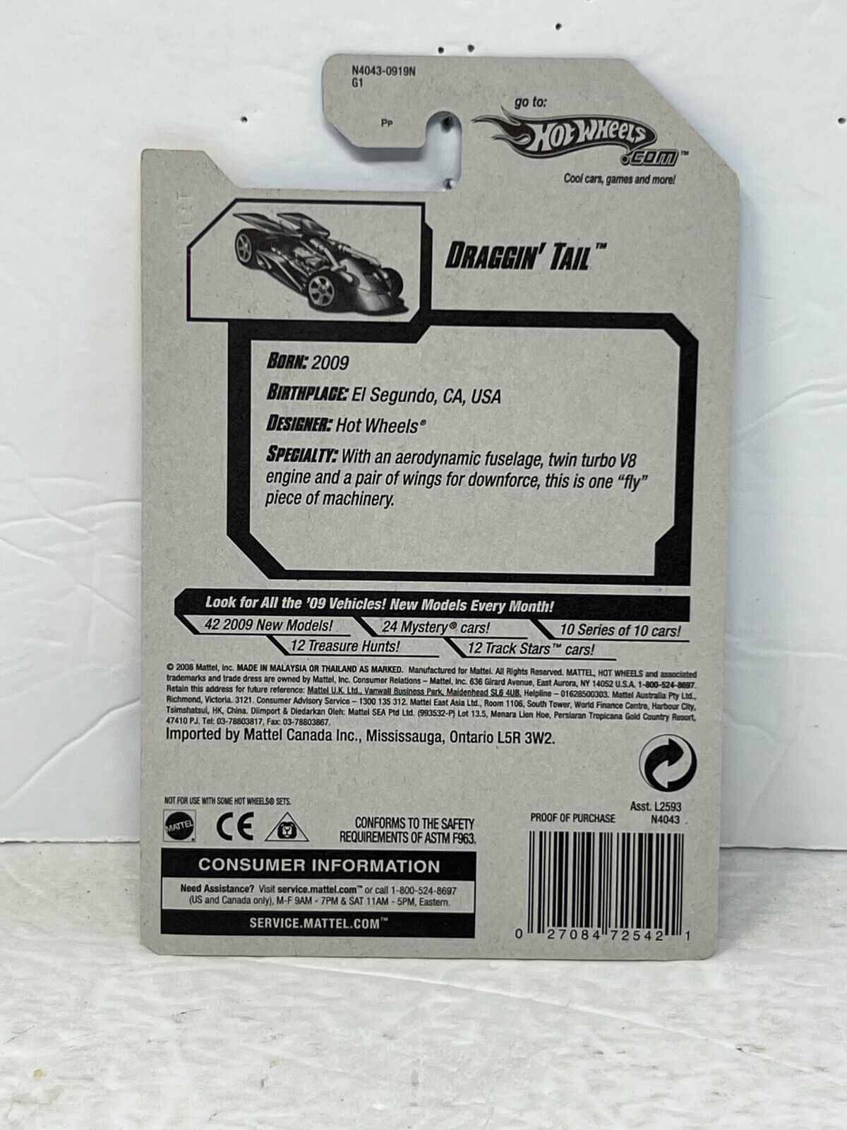 Hot Wheels 2009 New Models Draggin' Tail Fantasy Cars 1:64 Diecast Factory Sealed