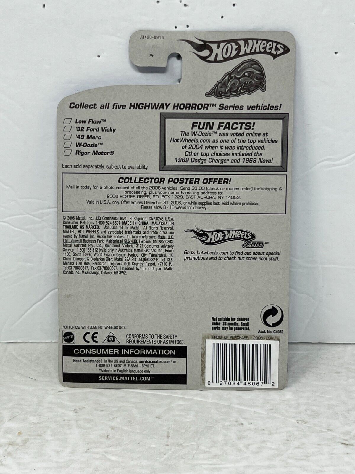 Hot Wheels Highway Horror W-Oozie Fantasy Cars 1:64 Diecast Factory Sealed