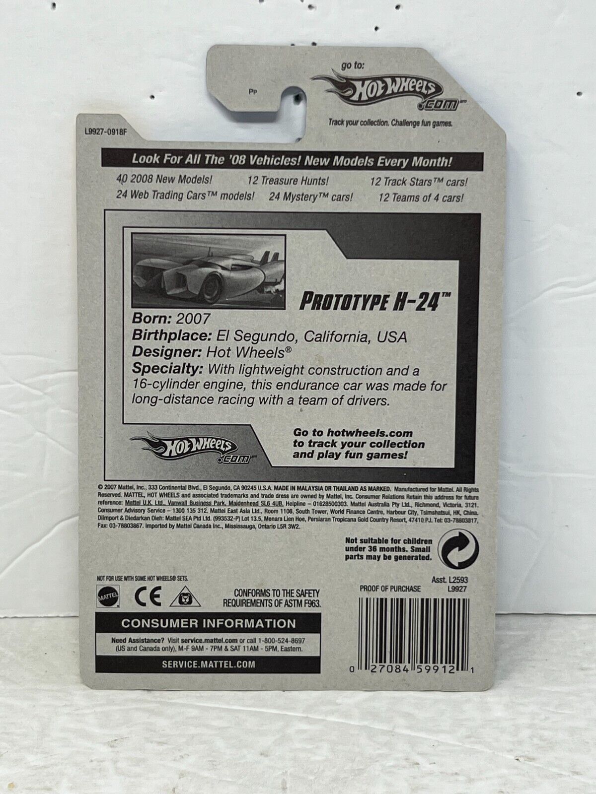 Hot Wheels 2008 New Models Prototype H-24 Fantasy Cars 1:64 Diecast Factory Sealed