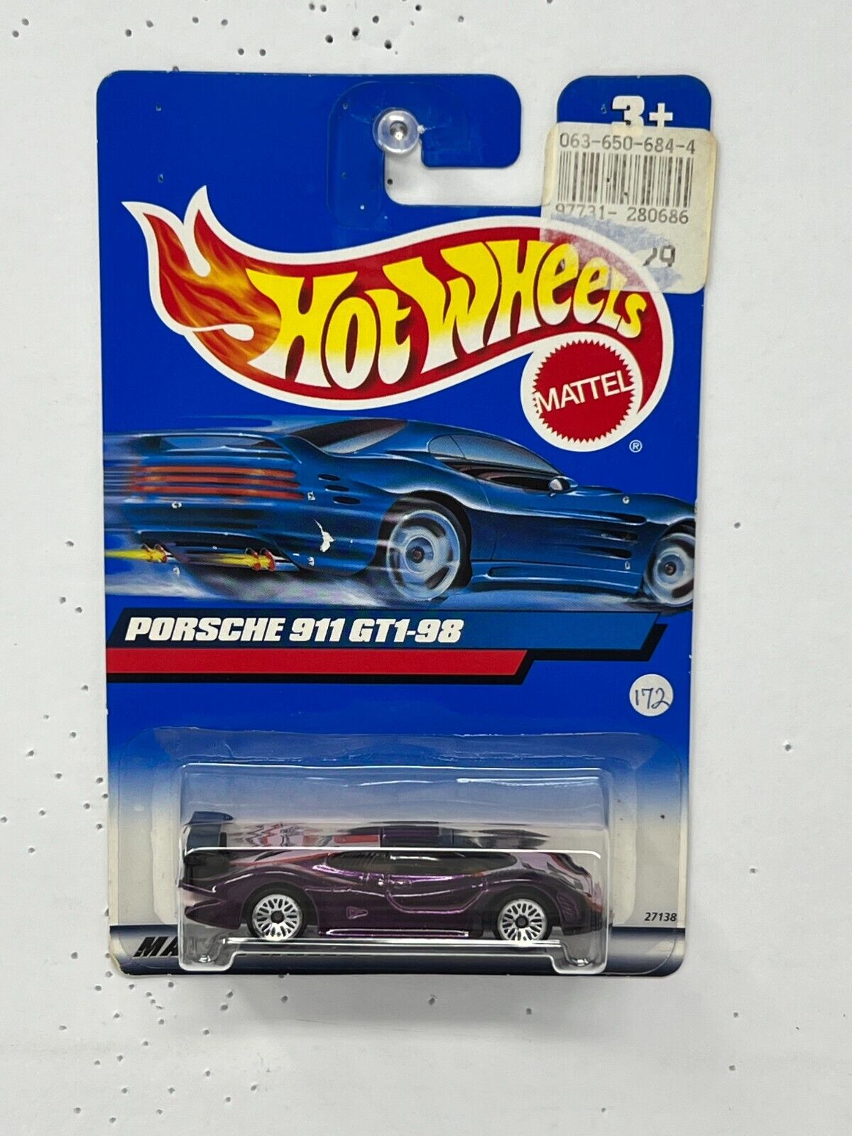 Hot Wheels Porsche 911 GT1-98 Purple European Car 1:64 Diecast Version 2
