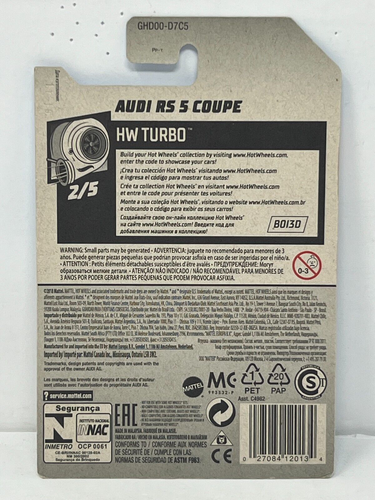 Hot Wheels Turbo Audi RS 5 Coupe European Car 1:64 Diecast