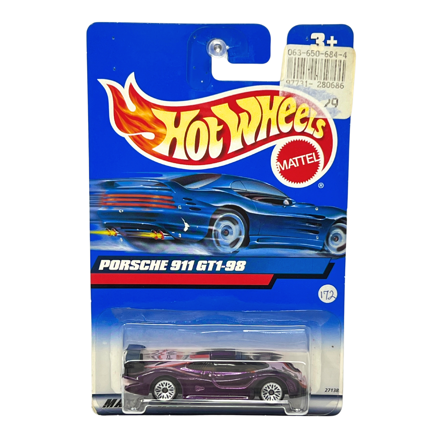 Hot Wheels Porsche 911 GT1-98 Purple European Car 1:64 Diecast Version 2