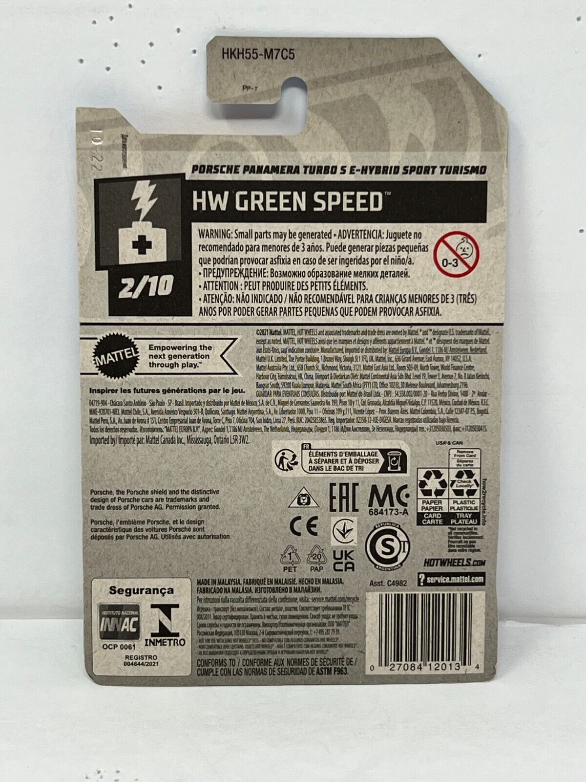 Hot Wheels HW Green Speed Porsche Pamamera Turbo E-Hybrid Sport European Car 1:64 Diecast V2