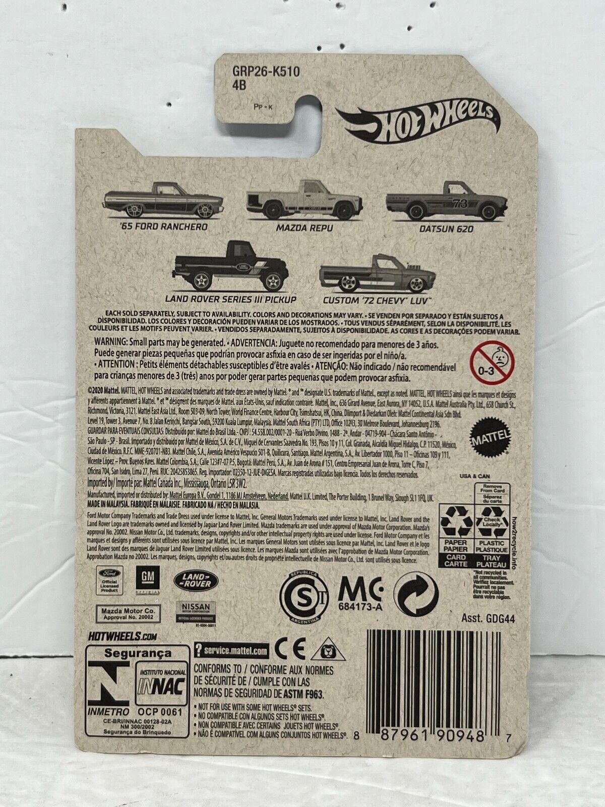 Hot Wheels Pickup Truck Series Land Rover Series III Pickup OFF-ROAD Utility Vehicle 1:64 Diecast