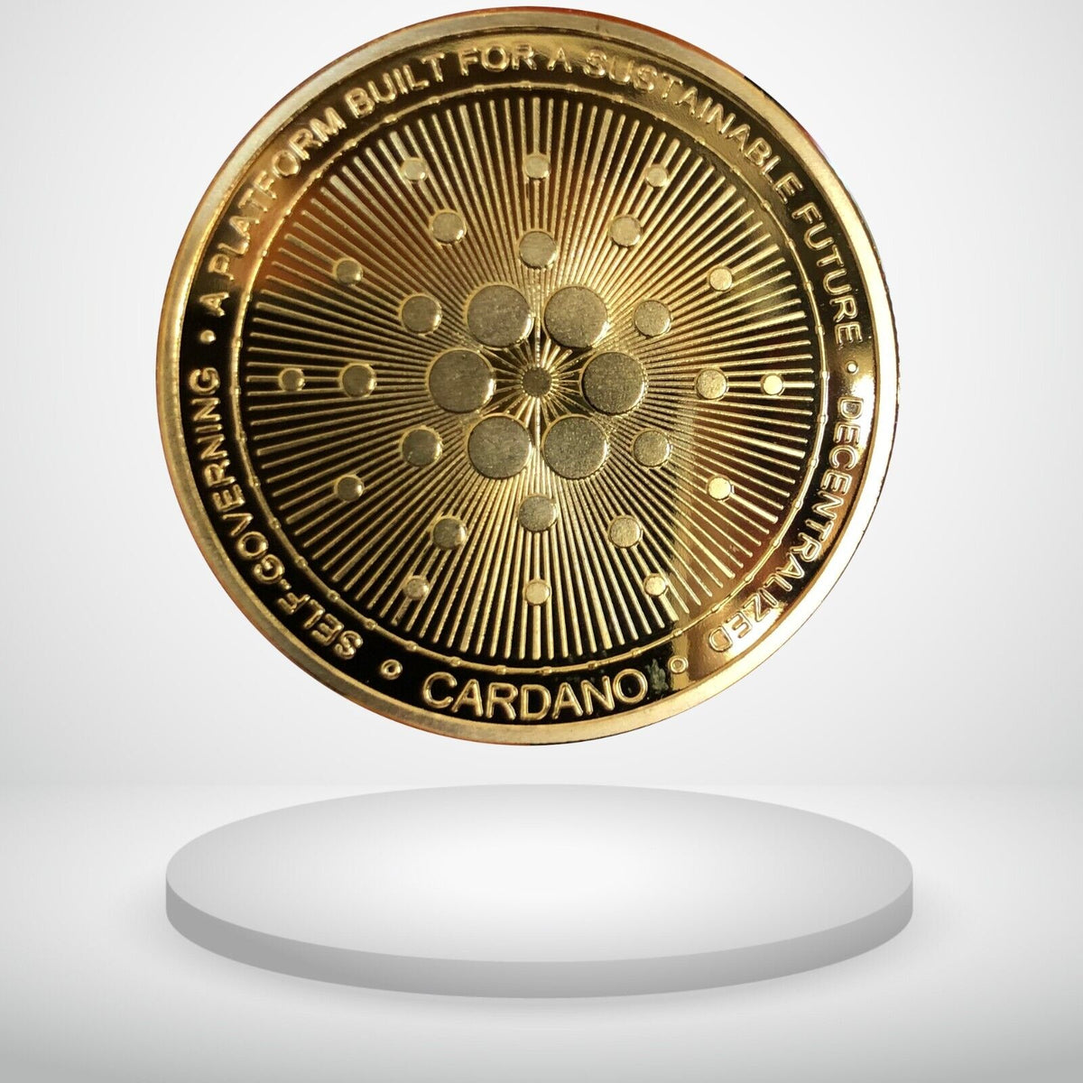 Bitcoin BTC & Cardano ADA (Gold Plated) Physical Crypto Coins Novelty Souvenir