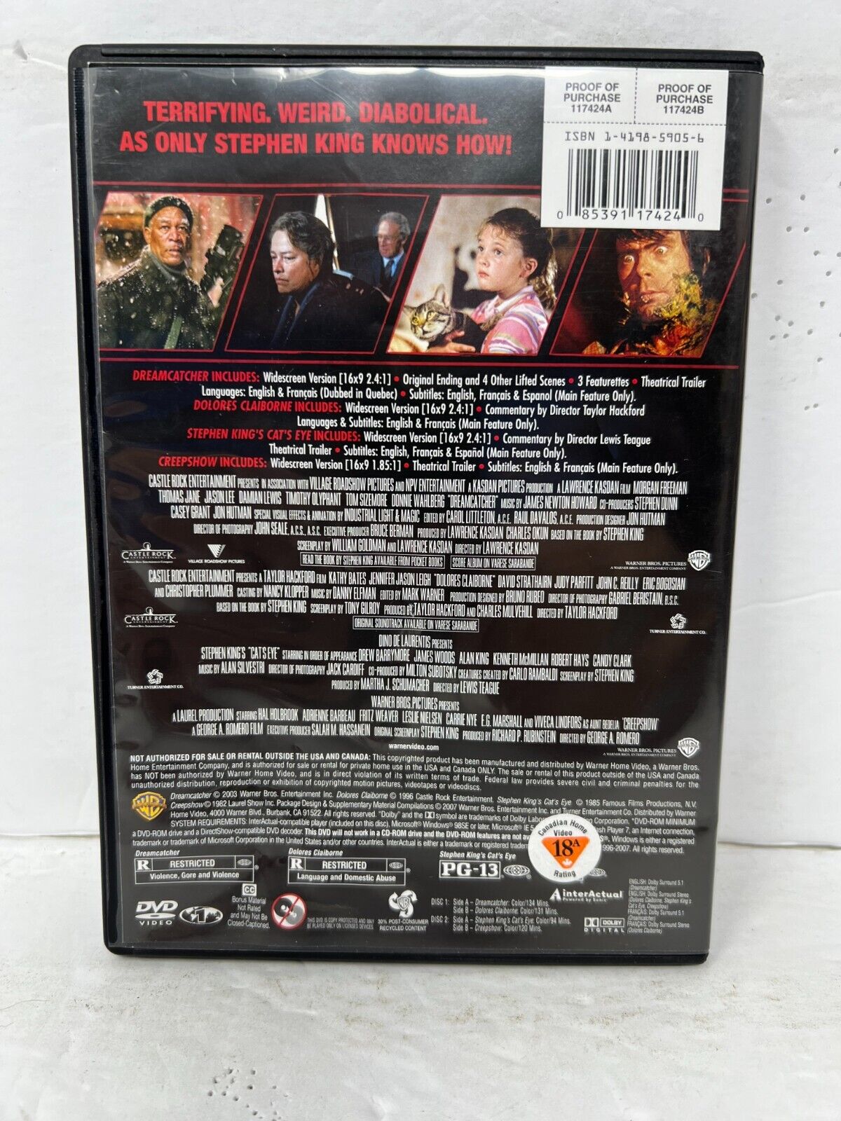 King of Horror: 4 Film Favorites (DVD) Horror Stephen King Good Condition!!!