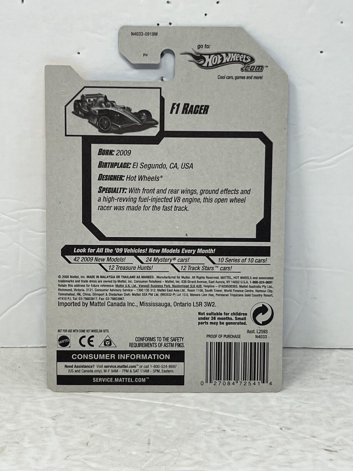 Hot Wheels 2009 New Models F1 Racer Fantasy Cars 1:64 Diecast Factory Sealed