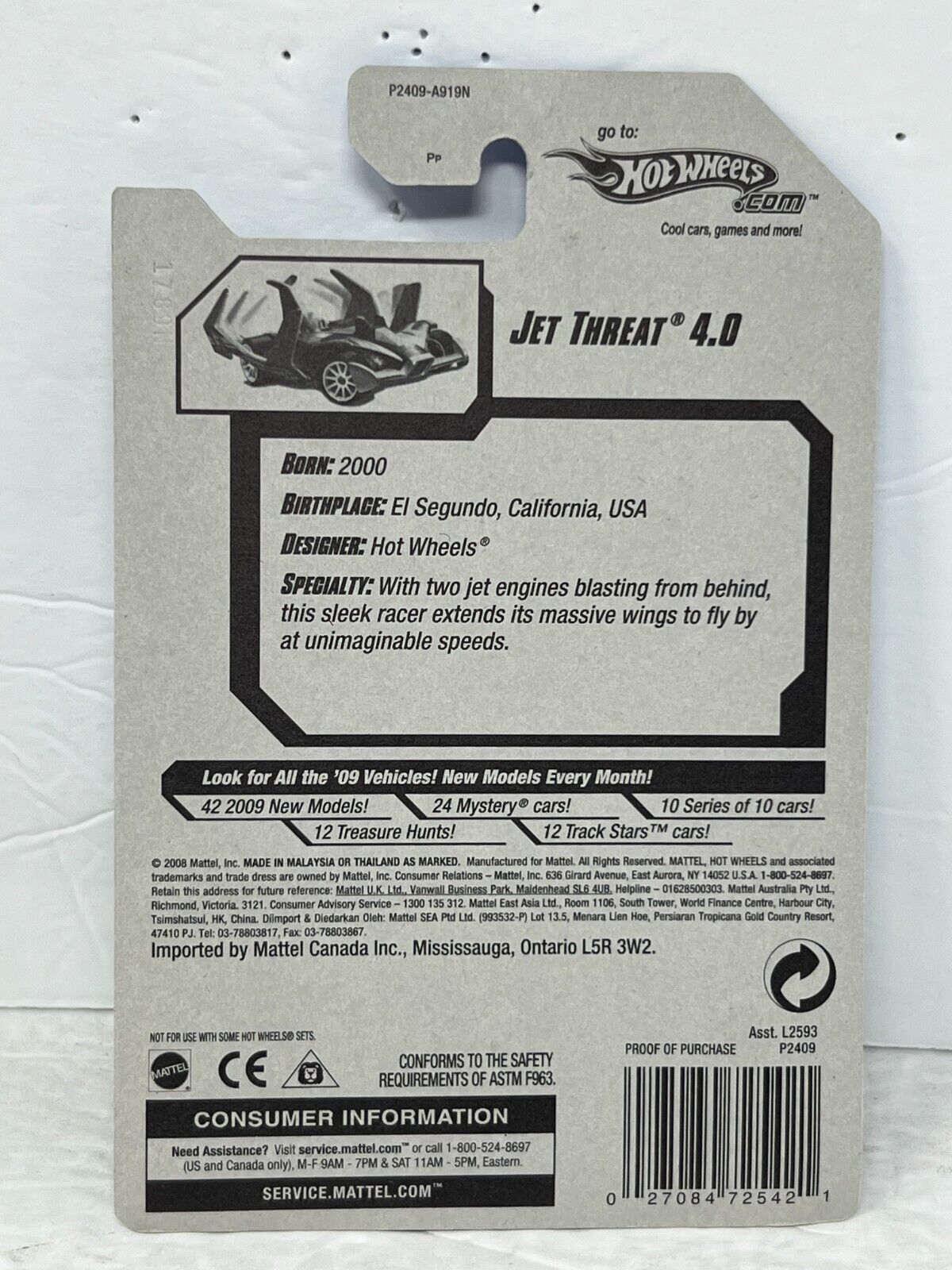 Hot Wheels HW Special Features Jet Threat 4.0 Fantasy Cars 1:64 Diecast Factory Sealed