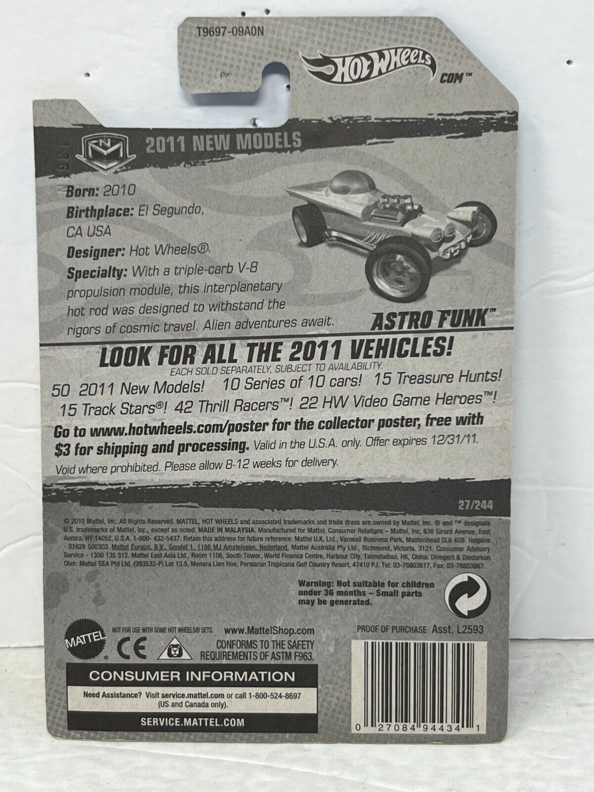 Hot Wheels 2011 New Models Astro Funk Fantasy Cars 1:64 Diecast Factory Sealed