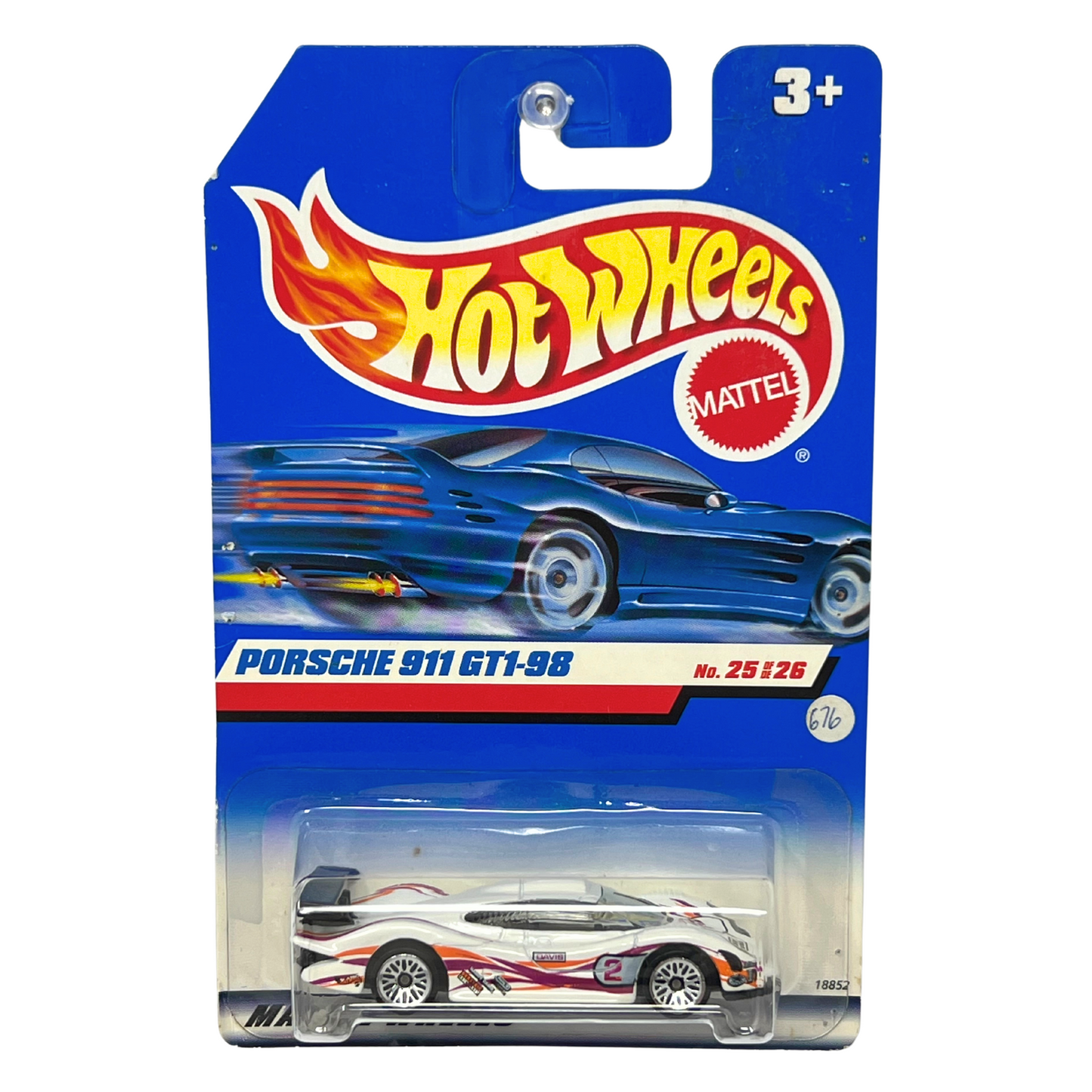 Hot Wheels Porsche 911 GT1-98 White European Car 1:64 Diecast