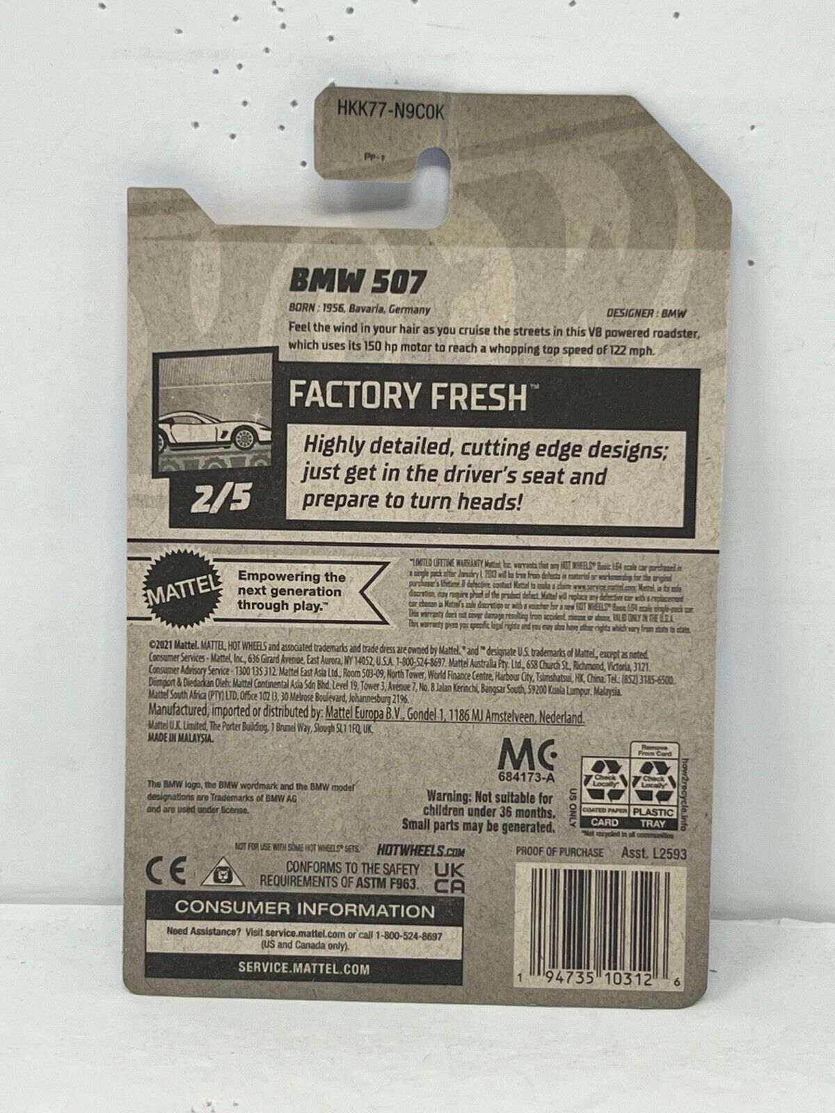 Hot Wheels Factory Fresh 2021 BMW 507 European Car 1:64 Diecast V2