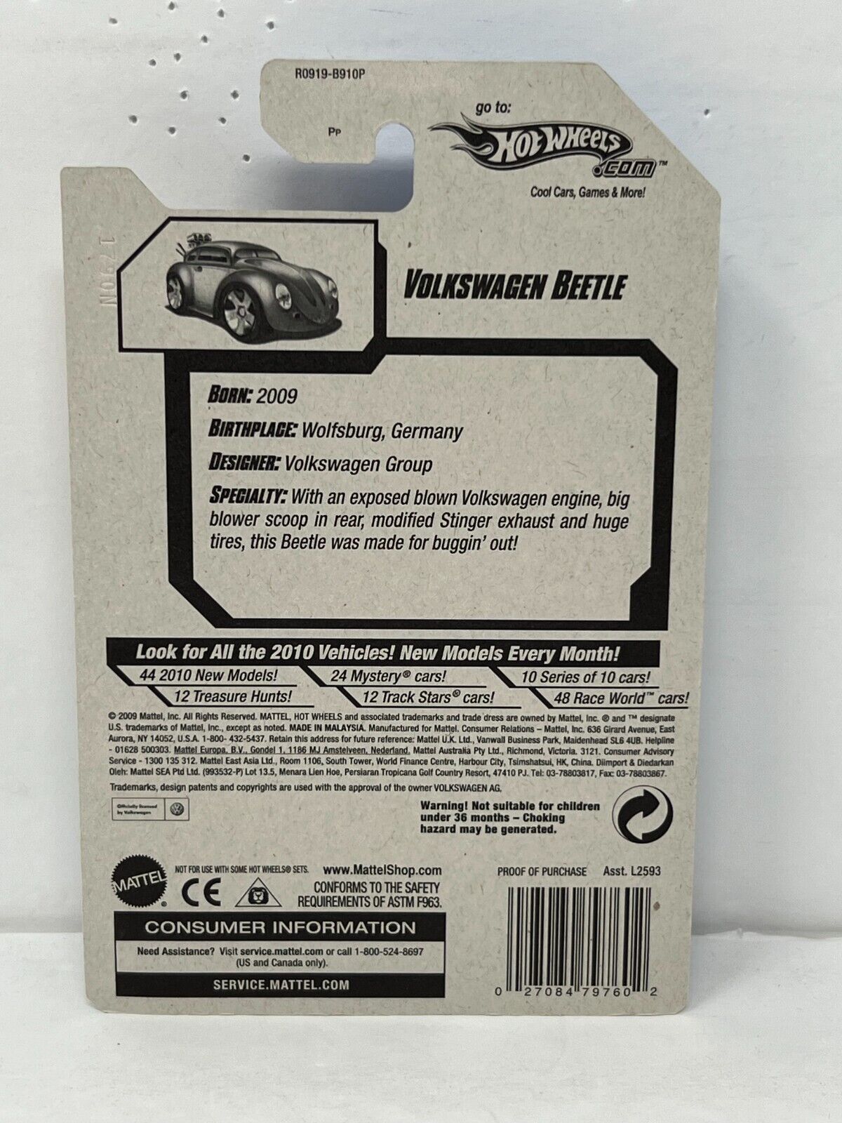 Hot Wheels 2010 New Models Volkswagen Beetle European Car 1:64 Diecast Factory Sealed