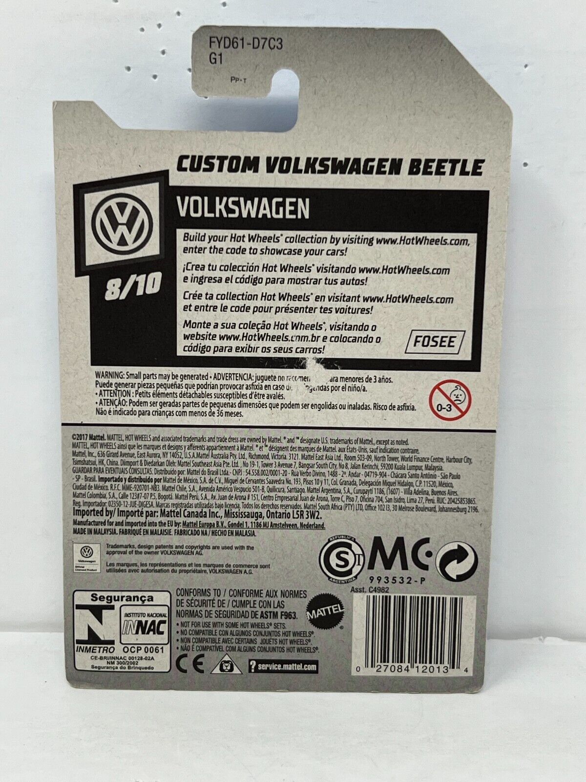 Hot Wheels Custom Volkswagen Beetle European Car 1:64 Diecast