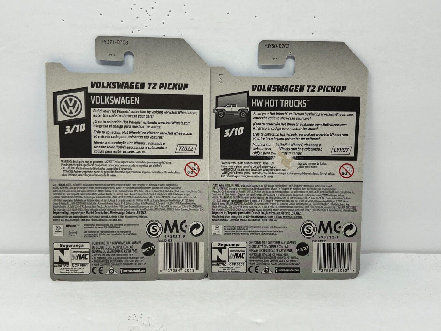 Hot Wheels HW Volkswagen T2 Pickup European Car 1:64 Diecast Lot of 2