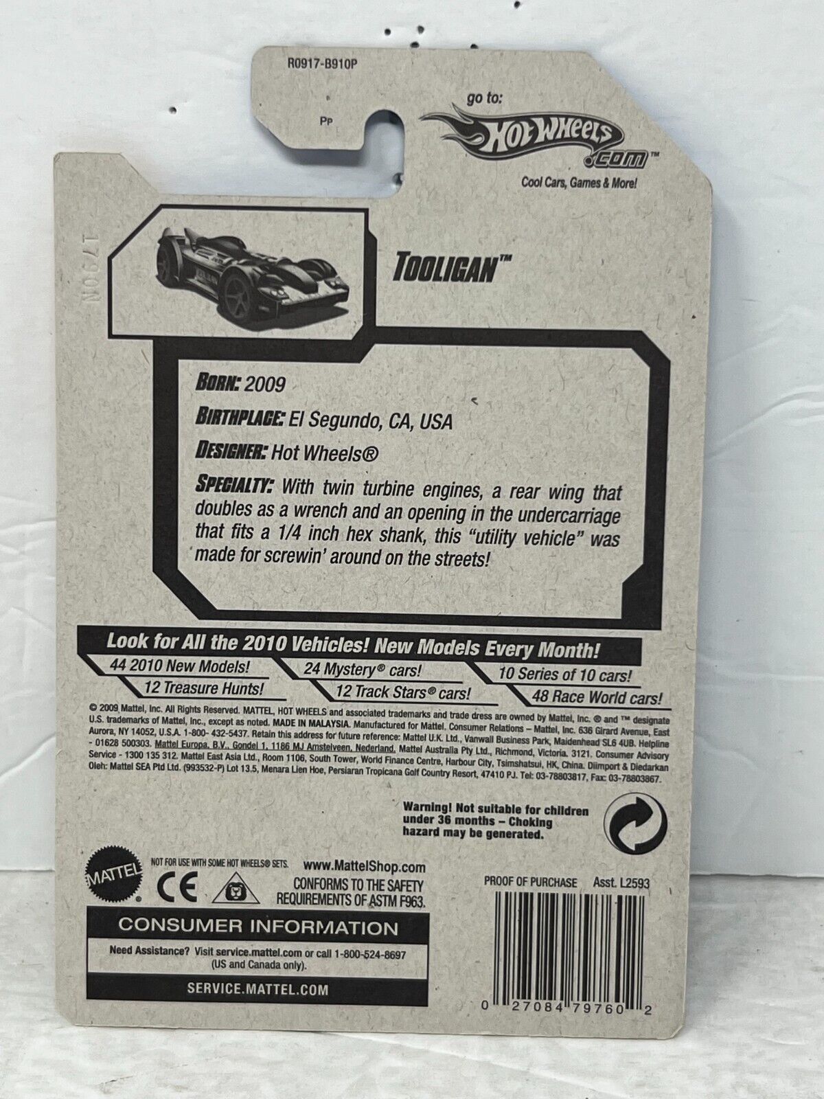 Hot Wheels 2010 New Models Tooligan Fantasy Cars 1:64 Diecast Factory Sealed