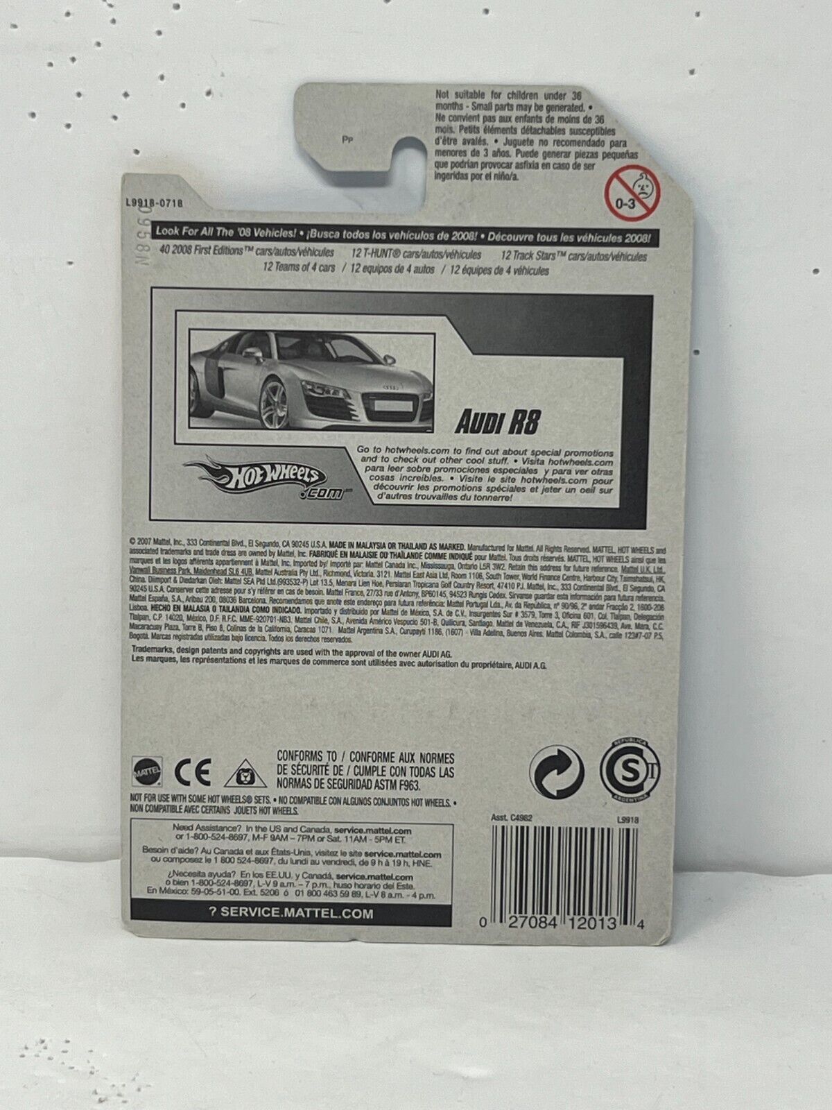 Hot Wheels 2008 First Editions Audi R8 European Car 1:64 Diecast