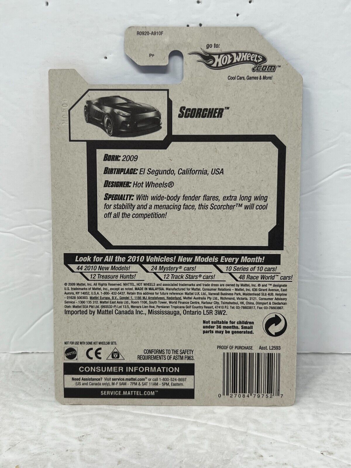 Hot Wheels 2010 New Models Scorcher Fantasy Cars 1:64 Diecast Factory Sealed