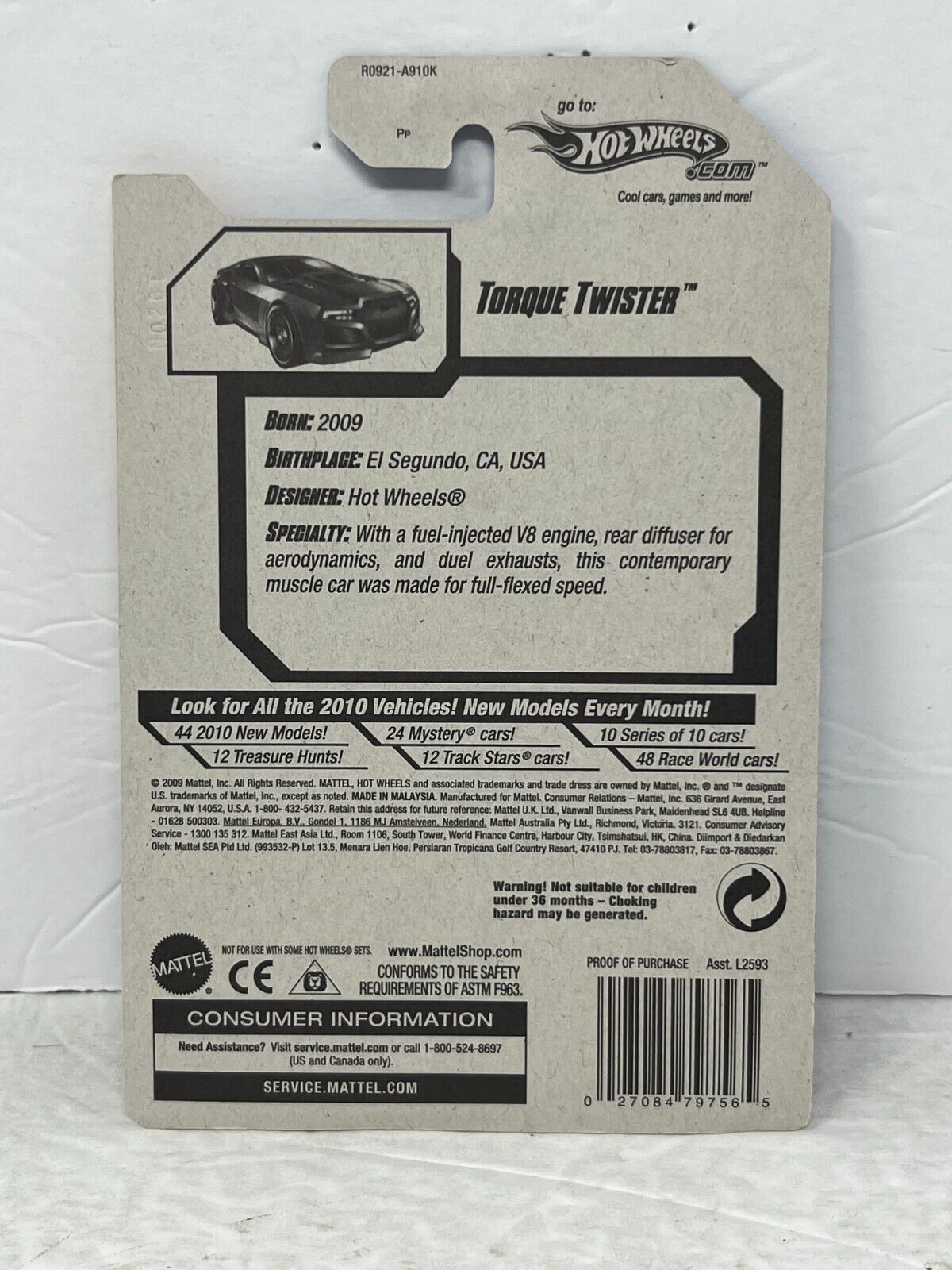 Hot Wheels 2010 New Models Torque Twister Fantasy Cars 1:64 Diecast Factory Sealed