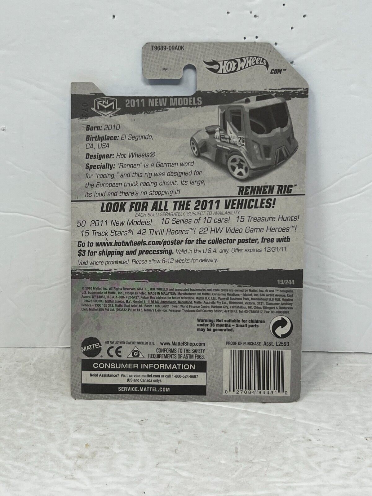 Hot Wheels 2011 New Models Rennin Rig Fantasy Cars 1:64 Diecast Factory Sealed