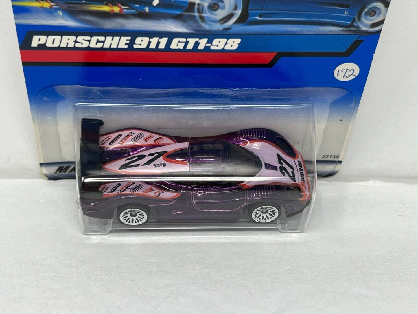 Hot Wheels Porsche 911 GT1-98 Purple European Car 1:64 Diecast Version 2