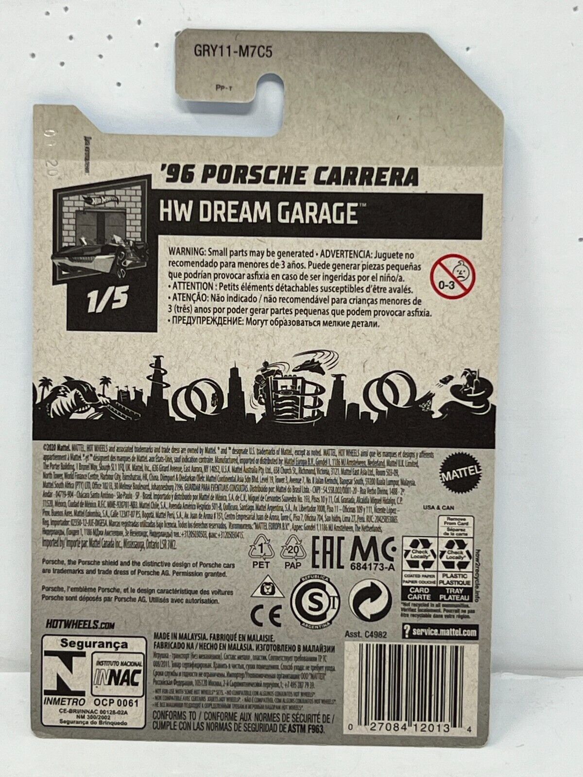 Hot Wheels HW Dream Garage 1996 Porsche Carrera White European Car 1:64 Diecast V2