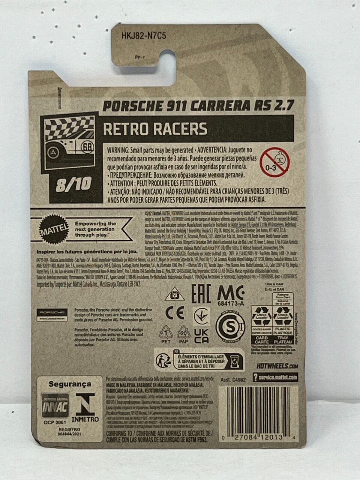 Hot Wheels Retro Racers Porsche 911 Carrera RS 2.7 European Car 1:64 Diecast Orange