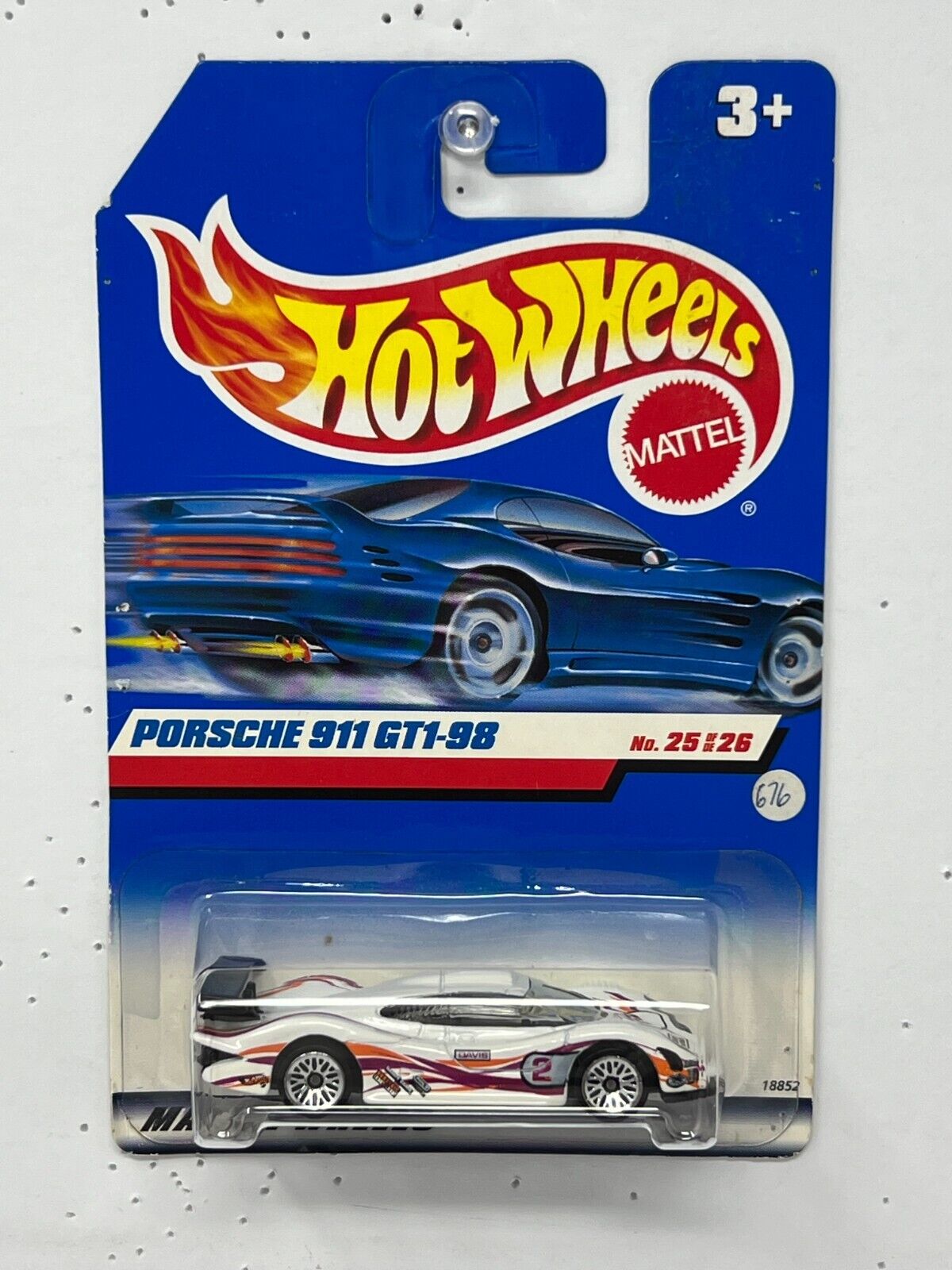 Hot Wheels Porsche 911 GT1-98 White European Car 1:64 Diecast