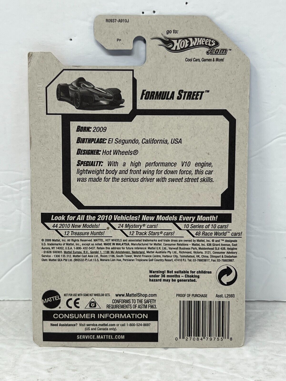 Hot Wheels 2010 New Models Formula Street Fantasy Cars 1:64 Diecast Factory Sealed