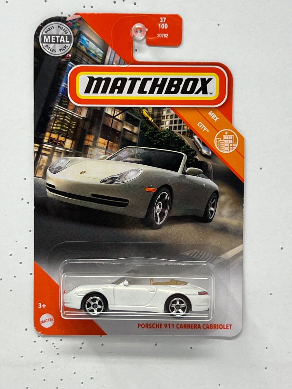 Matchbox MBX City Porsche 911 Carrera Cabriolet White 1:64 Diecast Version 2